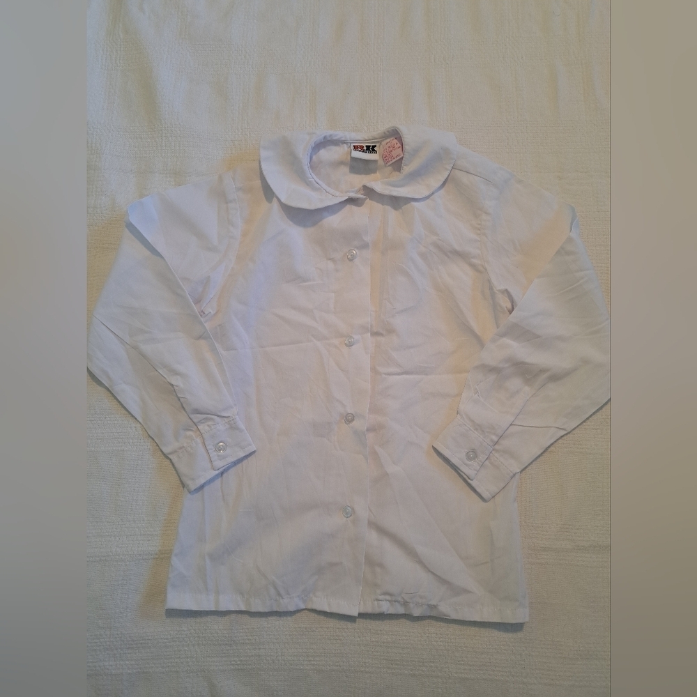 Rifle Kaynee white girls size 7 Peter Pan long sleeve blouse, EUC